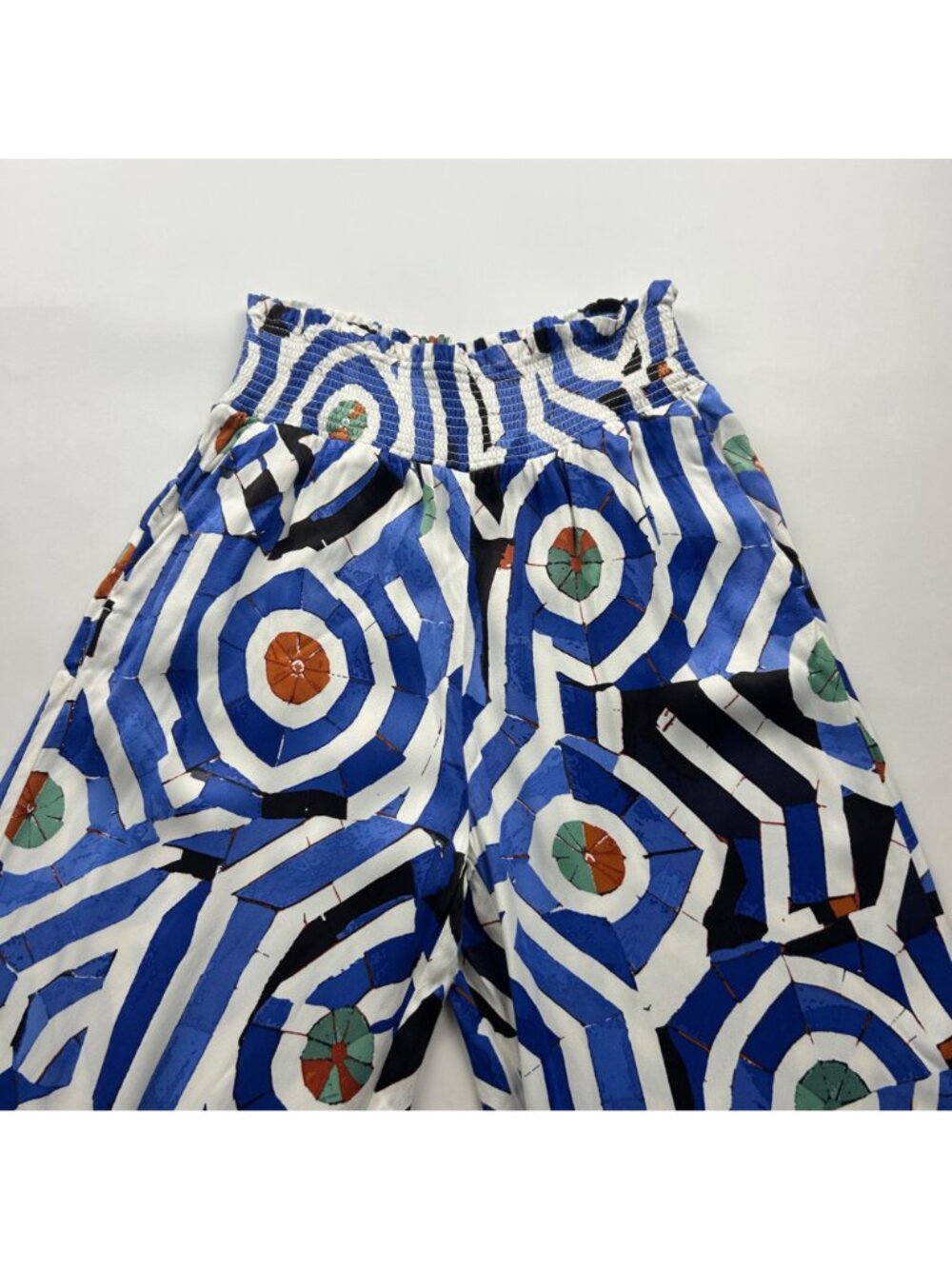 MAEVE Bright Blue Kaledescope Print Slinky Wide Leg Pant XS - Picture 2 of 8